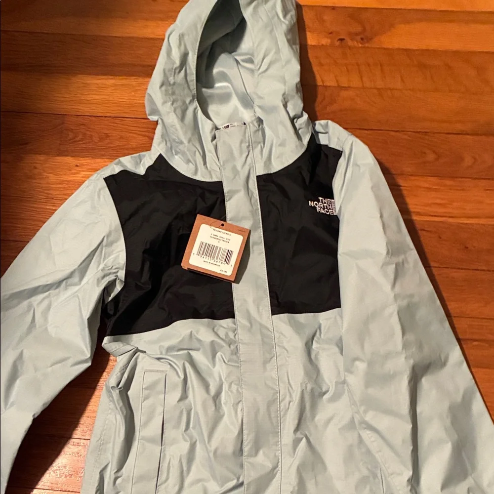 SOLD Available The North Face Sky Blue and Black Hooded Jacket NWT - Picture 4 of 7